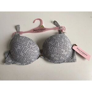 Juicy Couture Sexy Push Up Bra 36C Heather Grey‎ Block Logo JC6650F NEW